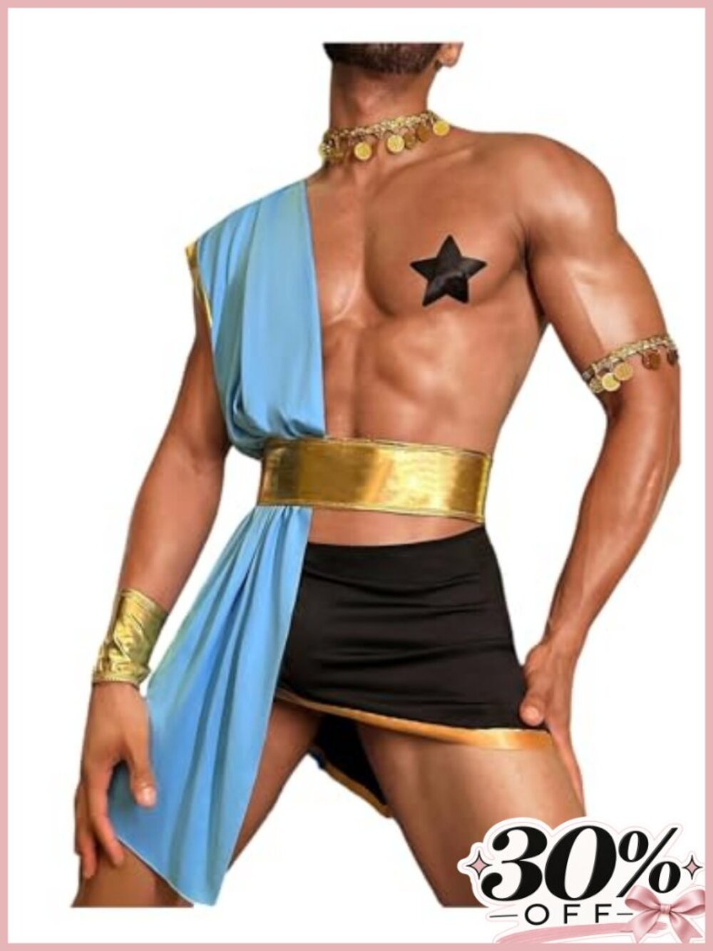 Men's Greek God Costume Set One Shoulder Drape Cosplay Outfit